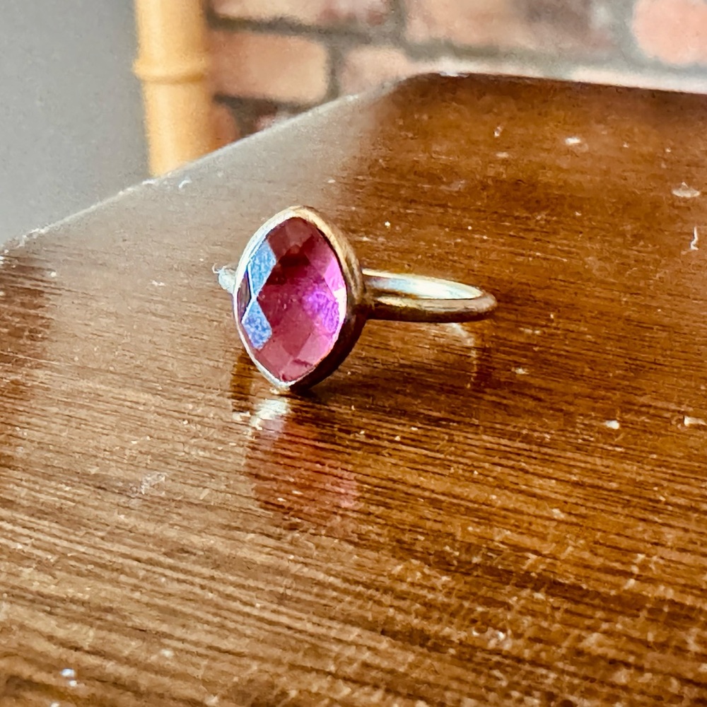 Elegant Gold Ring with Pink Gemstone